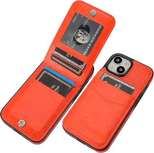 Vista 20 de KIHUWEY - Funda tipo cartera compatible con iPhone 15 con soporte para tarjetas de crédito, cierre magnético, soporte de cuero premium, cubierta