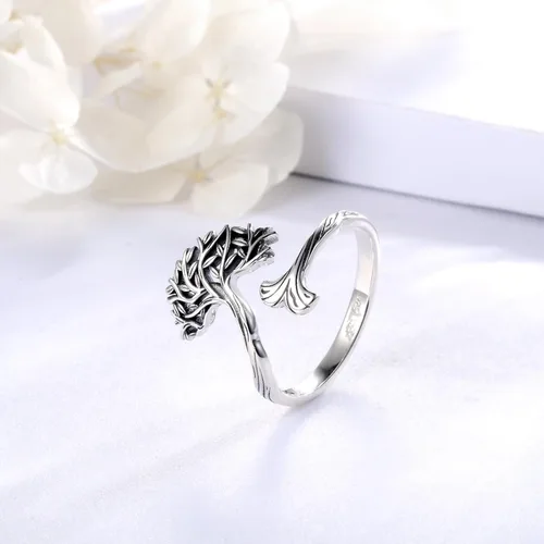 Vista 4 de zaxsj TreeofLifeRingsforWomen925SterlingSilverRetroCelticKnotIrishTreeofLifePendantNecklaceRingJewelryGiftsforWomen