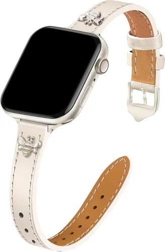 Vista 30 de JR.DM Correas de cuero delgadas compatibles con Apple Watch Band 1.496 in 1.575 in 1.614 in 1.654 in 1.732 in 1.772 in 1.811 in 1.929 in, correa