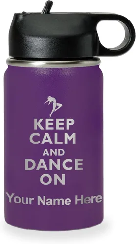 Vista 44 de LaserGram Botella de agua personalizada, mantén la calma y baila, acero inoxidable de doble pared aislada al vacío con popote superior, regalo Rosa