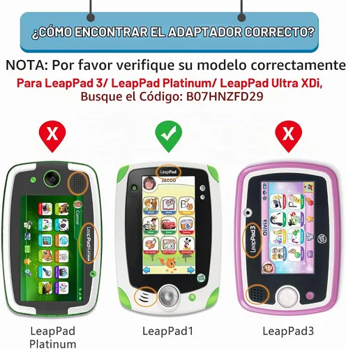 Vista 4 de Cargador Leapfrog de repuesto para LeapPad 2, LeapPad 1 Tablets, LeapsterGS Explorer, Leapster Explorer y Leapster2 (cable de 6.6 pies de largo)