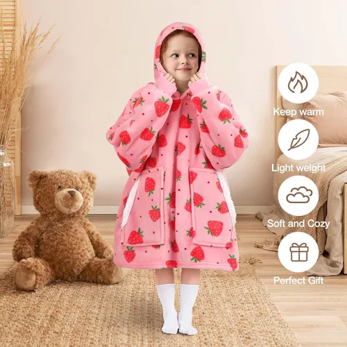 Vista 5 de BINSUNS Oversized Wearable Hoodie Blanket, Soft Fuzzy Microfiber & Sherpa Wearable Blanket Sweater with Giant Pocket