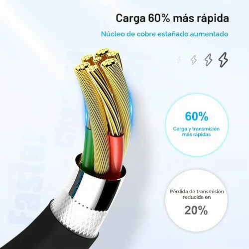 Vista 4 de Cable largo de carga rápida de 10 pies para iPhone 12, 13, 14, [certificado MFi de Apple], cable USB C a Lightning, puerto tipo C compatible