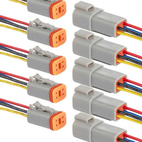 Vista 8 de Deutsch Conector DT de 2 Pines, Conector Eléctrico Automotriz Impermeable DT de 2 Vías Macho Hembra Enchufe Arnés de Cableado, con Cable de Alambre