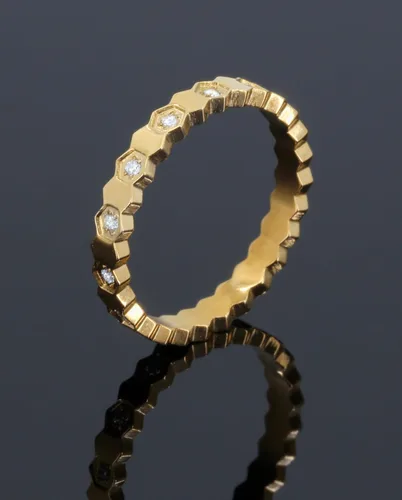Vista 5 de Blue Luna Anillo apilable de circonita cúbica chapada en oro de 18 quilates para mujer