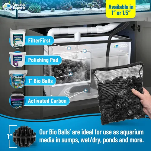 Vista 6 de Aquatic Experts Bio Balls - Medios de filtración, bola biológica pequeña de 1 pulgada para estanques y filtros de acuario, medios de filtro