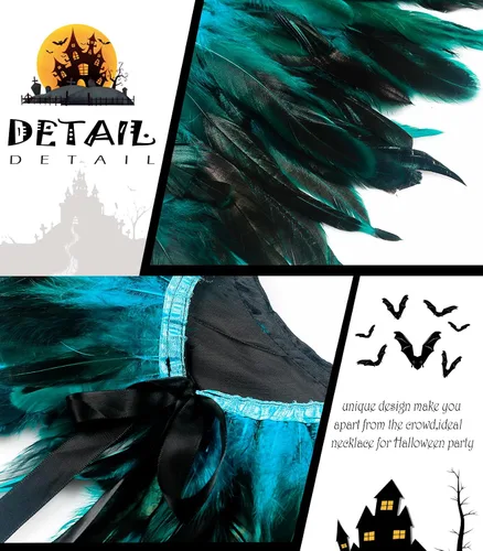 Vista 2 de L'VOW Capa de plumas de gallo para niños, chal iridiscente para fiesta de juegos (Blue-Ro)