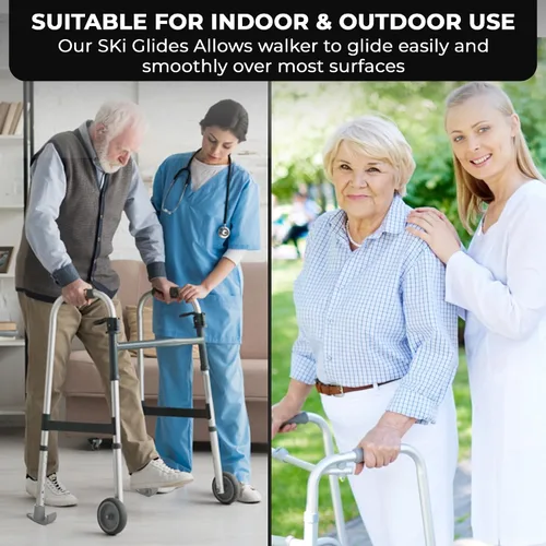 Vista 5 de Walker - Juego de 2 deslizadores de esquí, Walker Glide de alta resistencia, accesorios para andadores plegables para personas mayores, deslizadores