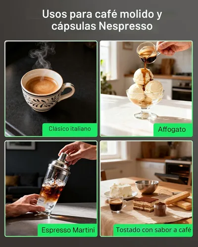 Vista 7 de HBN 3 en 1 para cápsulas Nespresso, cápsulas K-Cup y café molido, cafetera múltiple de una sola porción, máquina de café espresso programable de 19