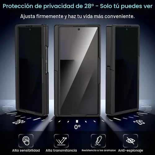 Vista 5 de Funda para Samsung Galaxy Z Fold 5 con protector de pantalla de privacidad, [compatible con Magsafe] [Soporte oculto] [protección de bisagra]