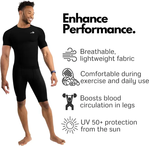 Vista 3 de CompressionZ Pantalones cortos de compresión para hombre, ropa interior deportiva de compresión de elastano