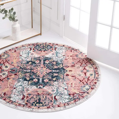 Vista 8 de Unique Loom Sumter Collection - Alfombra Aiken (2 x 6 pies, color rosa y azul)