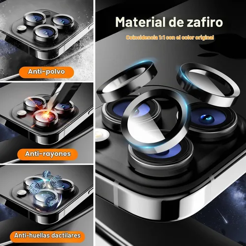 Vista 3 de Protector de lente de cámara para iPhone 15 Pro/15 Pro Max, protector de pantalla de vidrio templado, accesorios de cubierta de cámara individual