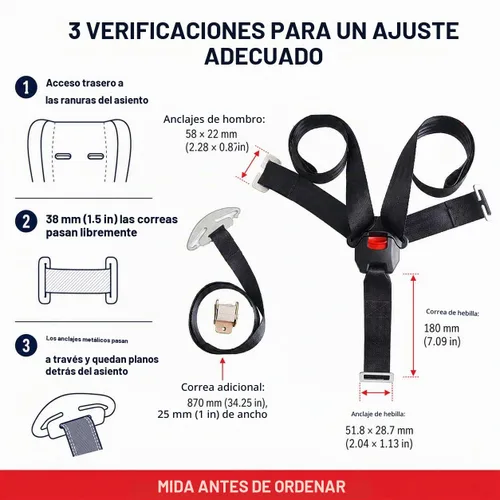 Vista 3 de Silla de bebé 5pt 5 puntos arnés cinturón ancho 38mm/1.5in
