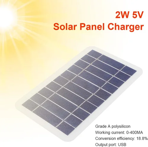 Vista 5 de Panel solar de 5 V 400 mA de 2 W de salida USB portátil para exteriores Panel de carga solar para mini ventiladores, autos de juguete, drones