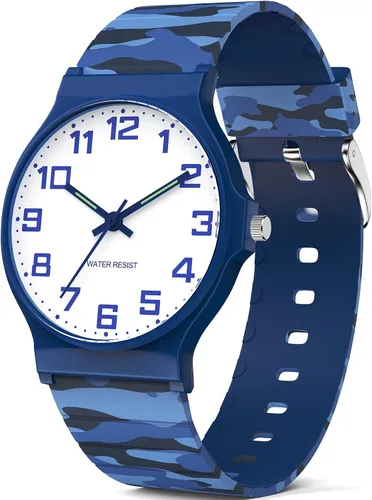 Vista 11 de Reloj analógico para niños y niñas, resistente al agua hasta 30M, reloj deportivo para niños, fácil de leer, con esfera fina, correa suave