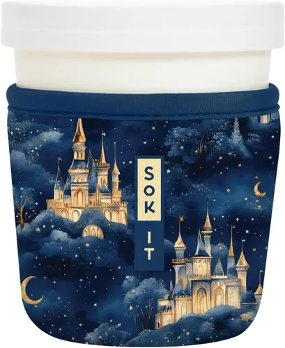 Vista 45 de Sok It IceCreamSok - Funda de neopreno aislada (flores abstractas, pintas de helado cónicas)