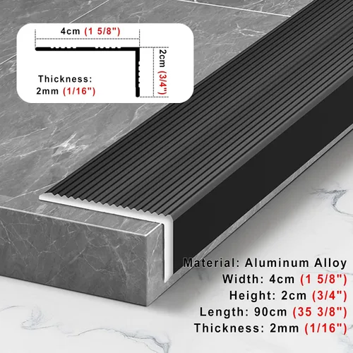 Vista 7 de ARCVOX Protector de borde de umbral en forma de L, tiras de transición para pisos resistentes a la suciedad, protector de borde de aluminio