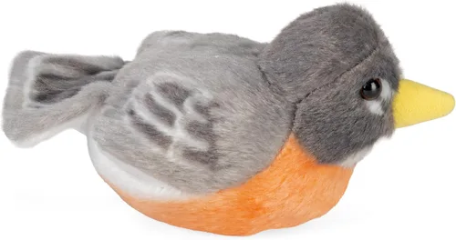 Vista 5 de Wild Republic Audubon, Peluche de petirrojo americano con sonido auténtico, animal de peluche, juguetes de pájaros para niños, petirrojo americano