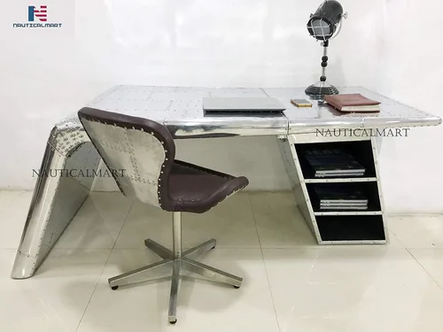 Vista 4 de Escritorio de ala hermosos muebles de escritorio de aluminio hechos a mano