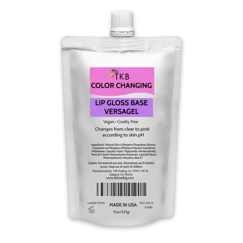 Vista 7 de TKB Base de brillo labial Versagel que cambia de color, transparente a rosa, vegano, libre de crueldad, de larga duración, personalizable