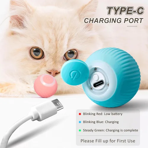 Vista 4 de Juguete de Bola para Gatos Interactivo, Juguetes Inteligentes para Gatos con Luces LED, Bola Automática que se Mueve y Rueda para Gatito