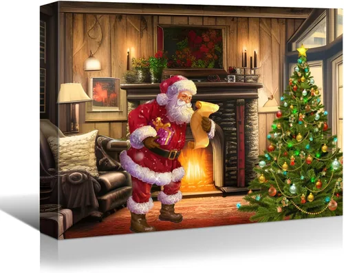Vista 13 de BANHUA1 Lienzo decorativo de pared de Navidad, pósteres de pintura para decoración del hogar, arte de pared, impresiones en lienzo HD
