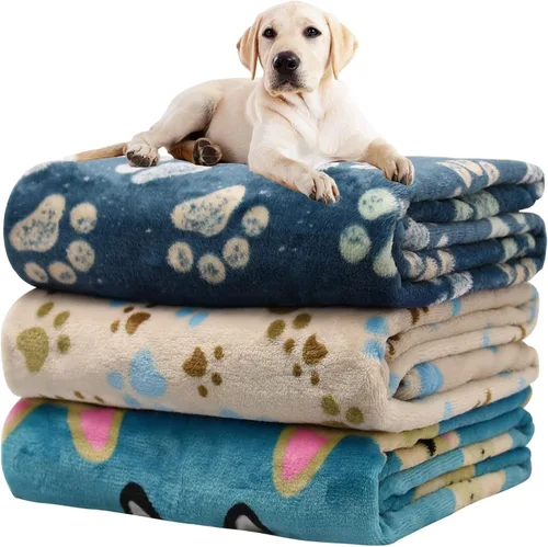 Vista 39 de Rezutan 1 paquete de 3 mantas para perros grandes, 41x31 pulgadas para mantas suaves y mullidas para mascotas y gatos de tamaño mediano, reversibles