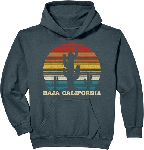 Vista 7 de Baja California Cactus Vintage Retro Desert Souvenir Gift Sudadera con capucha Negro