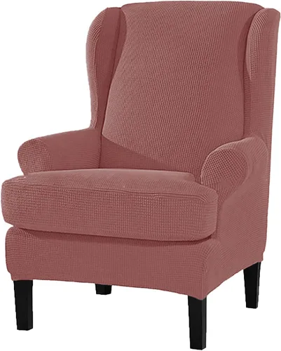 Vista 3 de Funda para silla Wingback, fundas elásticas para silla de 2 piezas, fundas elásticas para sofá, funda antideslizante con parte inferior elástica