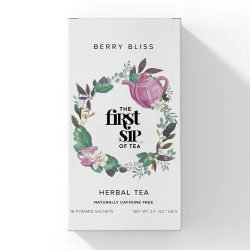 Vista 2 de The Spice Hut Berry Bliss Caja de té de hierbas, 16 bolsas de té, el primer sorbo de té (SHBX103)