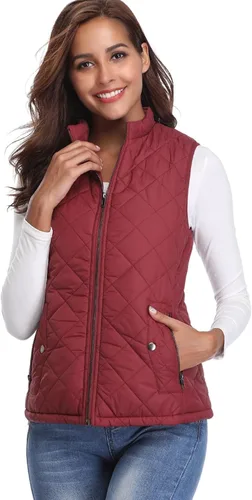 Vista 7 de Fuinloth - Chaleco acolchado para mujer, diseño de cuello alto, ligero, con cierre
