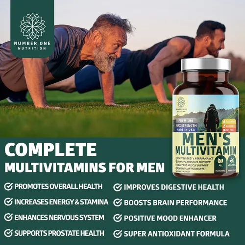 Vista 5 de Complejo de magnesio N1N Premium y multivitaminas para hombres, suplementos naturales para mejorar la energía, la inmunidad y apoyar la función