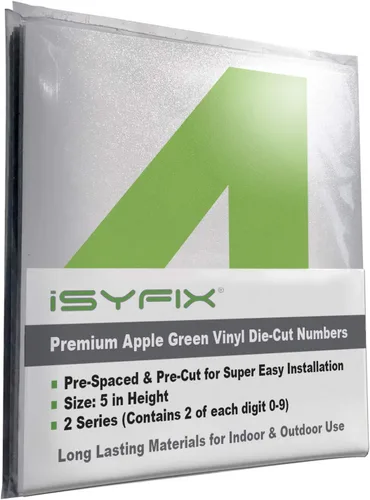 Vista 119 de iSYFIX Calcomanías de Números de Vinilo Verde Manzana – 1.5 Pulgadas Autoadhesivas (2 Juegos) – Calcomanía Premium Troquelada y Pre-espaciada
