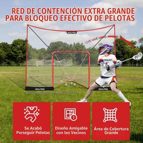 Vista 4 de ZEALFEEL Lacrosse Backstop Net 14x10FT, Extra-Large Shooting Coverage