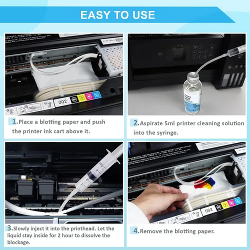 Vista 4 de Kit de Limpieza de Cabezal de Impresión Funciona para Impresora de Inyección de Tinta Epson HP Canon Limpieza de Cabezal de Impresión, Kit Limpiador
