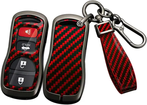 Vista 9 de ontto Funda para llave de automóvil Nissan 2002 en adelante, diseño de carbono, antiarañazos, para Infiniti FX35, FX45, QX4, color negro