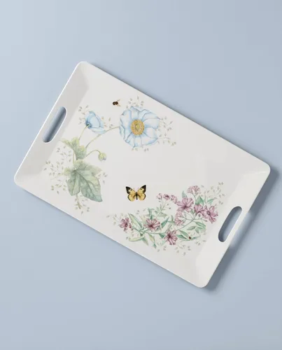 Vista 2 de LENOX Butterfly Meadow: Bandeja de melamina para servir con mango, 1.82 libras, multicolor.