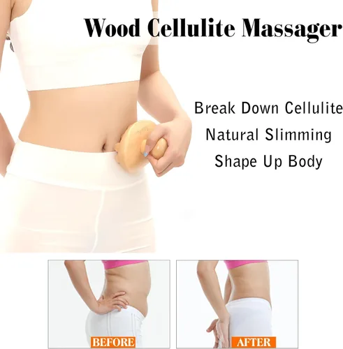 Vista 3 de Herramientas de masaje de terapia de madera, rodillo masajeador de celulitis, cepillo de cuerpo de madera, removedor de celulitis, cepillo