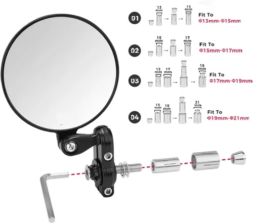 Vista 7 de Espejo de motocicleta compatible con MT07 MT09 R1 R3 compatible con Cafe Racer CB125R CBF125 Z900 Z750 Scooter Espejo de bicicleta
