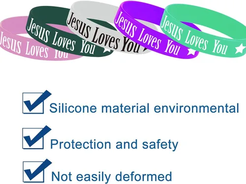 Vista 3 de Oringaga 36 pulseras de goma Jesús te ama, cristiano religioso Jesús te ama, suministros de fiesta, decoraciones, regalos, premio, bolsa de regalo