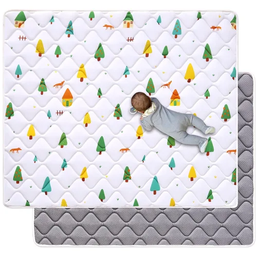 Vista 11 de Tapete de Juego de Espuma Premium Inodoro para Bebés de 36" x 36", Tapete de Gateo de Tela de Microfibra Suave para Piso - Cómodo e Hipoalergénico