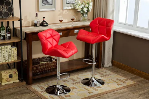 Vista 11 de Roundhill Furniture PC190BK Glasgow taburetes de bar con altura ajustable, Metal, Negro
