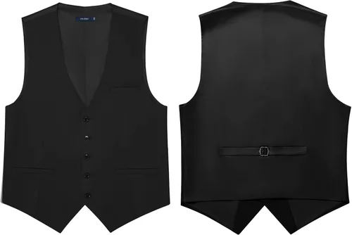 Vista 5 de FAIMO Suit Vest for Men Formal, Business Tuxedo Vest Bow Tie Pocket Square Set, Mens Dress Vest for Wedding(XS-4XL)