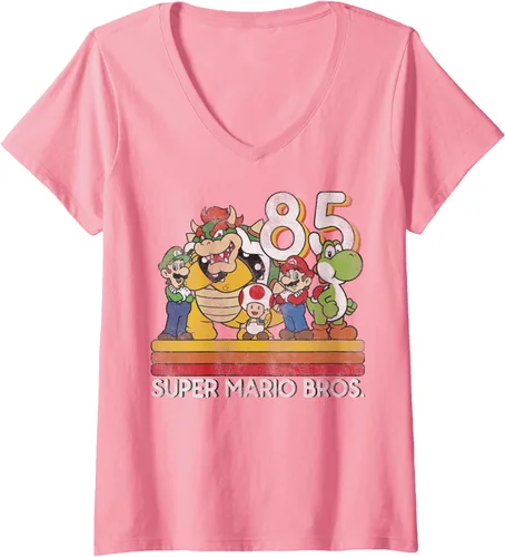 Vista 7 de Camiseta Nintendo Super Mario Retro con cuello en V para mujer