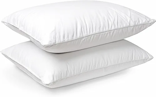 Vista 5 de Zisa Dreams Almohada premium de plumón y plumas 100% algodón de doble capa (juego de 2 almohadas) (estándar)