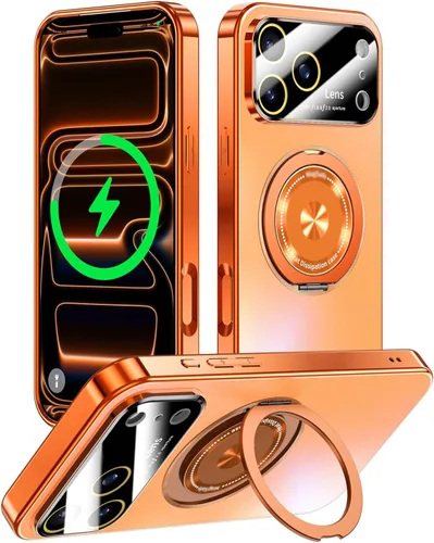 Vista 9 de Funda para iPhone 17 Pro Max con soporte magnético giratorio [cubierta de cámara integrada] [compatible con MagSafe] Funda delgada de protección a