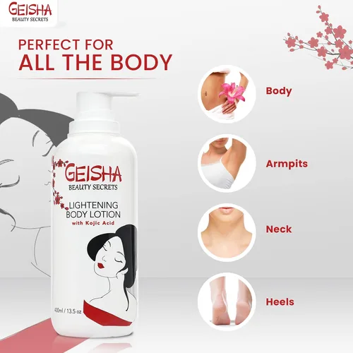 Vista 6 de OMIC Geisha Kójic Acid Crema corporal iluminadora para la piel, 13.5 onzas líquidas, crema para manchas oscuras, hidratante, tono de piel desigual