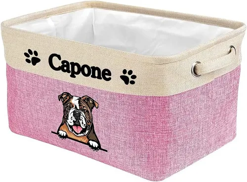 Vista 16 de Cesta de almacenamiento plegable personalizada con un bonito perro Bulldog inglés, plegable, de tela resistente, cubo de almacenamiento para Gris