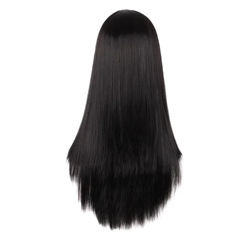 Vista 4 de MapofBeauty - Peluca sintética larga especial para mujer, de 28 pulgadas (70 cm), cabello lacio, color negro